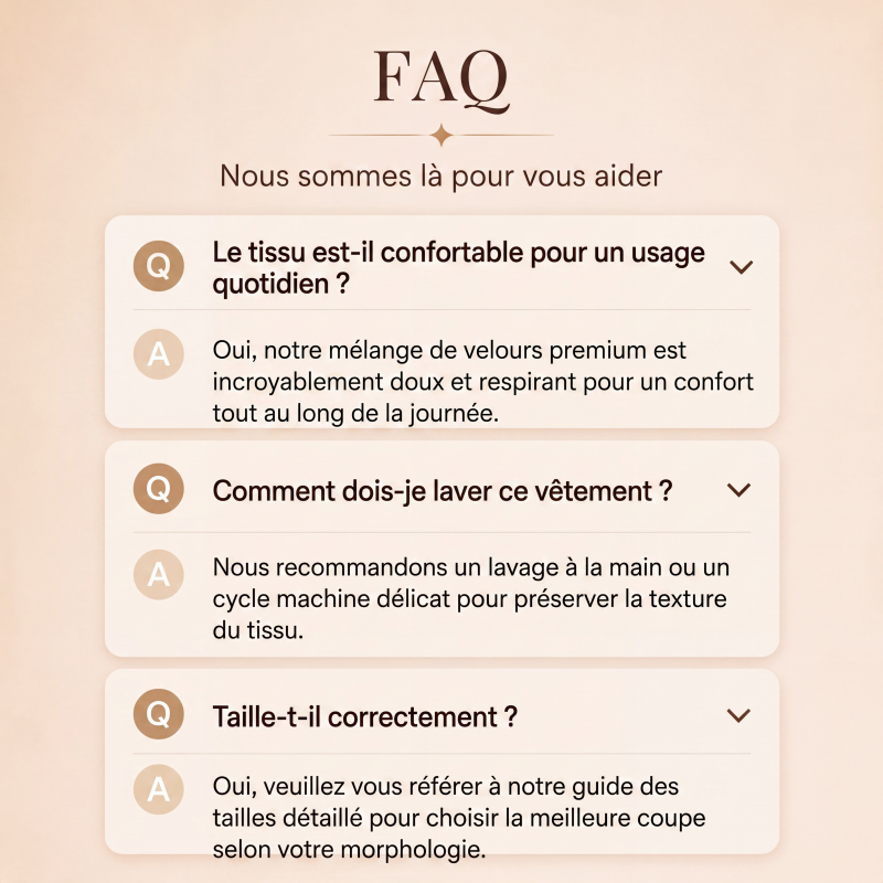 Haut en velours à col V et manches longues avec col pour femme