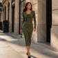 Robe bodycon en maille côtelée pour femme avec cardigan court