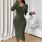Robe bodycon en maille côtelée pour femme avec cardigan court