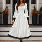 Robe vintage en velours à col carré pour femme