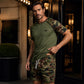 Ensemble chemise à manches courtes camouflage décontractée et short pour homme
