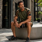 Ensemble chemise à manches courtes camouflage décontractée et short pour homme