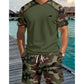 Ensemble chemise à manches courtes camouflage décontractée et short pour homme