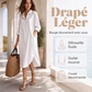 Robe chemise oversize pour femme en coton et lin avec poches