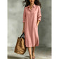 Robe chemise oversize pour femme en coton et lin avec poches