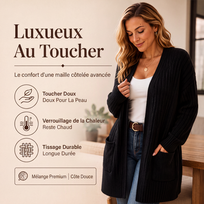Cardigan en maille côtelée pour femme