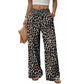 Pantalon taille haute pour femme à imprimé léopard