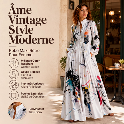 Robe longue pour femme à imprimé graffiti artistique