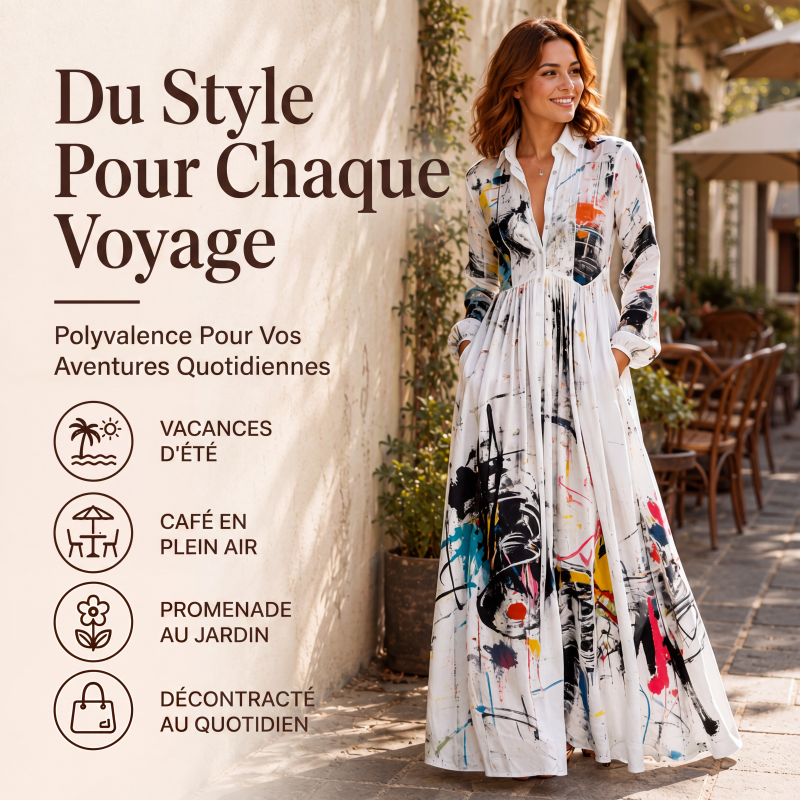 Robe longue pour femme à imprimé graffiti artistique
