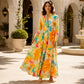 Robe longue pour femme à imprimé graffiti artistique
