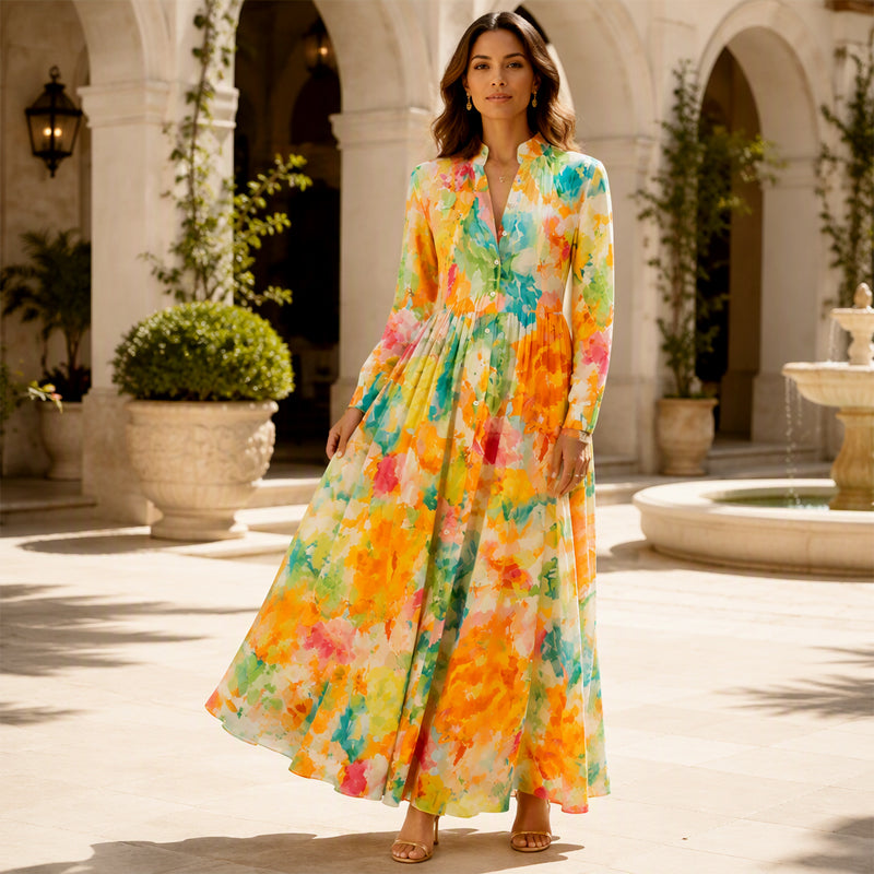 Robe longue pour femme à imprimé graffiti artistique