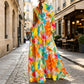 Robe longue pour femme à imprimé graffiti artistique