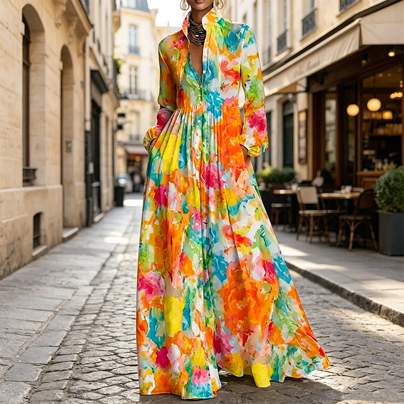 Robe longue pour femme à imprimé graffiti artistique