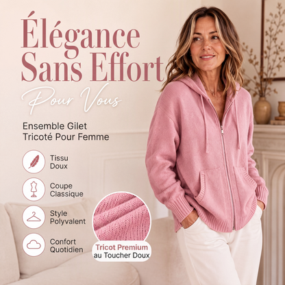 Cardigan en maille à capuche ample pour femme