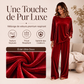 Ensemble haut à manches longues en velours et pantalon large pour femme