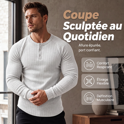 Chemise Henley ajustée pour homme