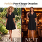 Robe élégante pour femme à col V et manches bouffantes