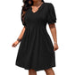 Robe élégante pour femme à col V et manches bouffantes