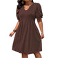 Robe élégante pour femme à col V et manches bouffantes