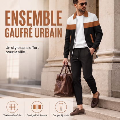 Ensemble veste à fermeture éclair complète et pantalon pour homme