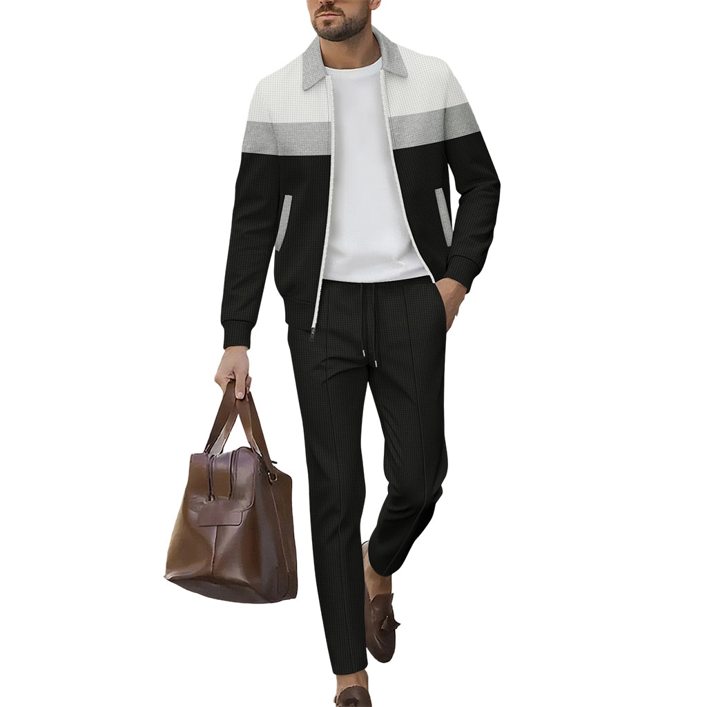 Ensemble veste à fermeture éclair complète et pantalon pour homme