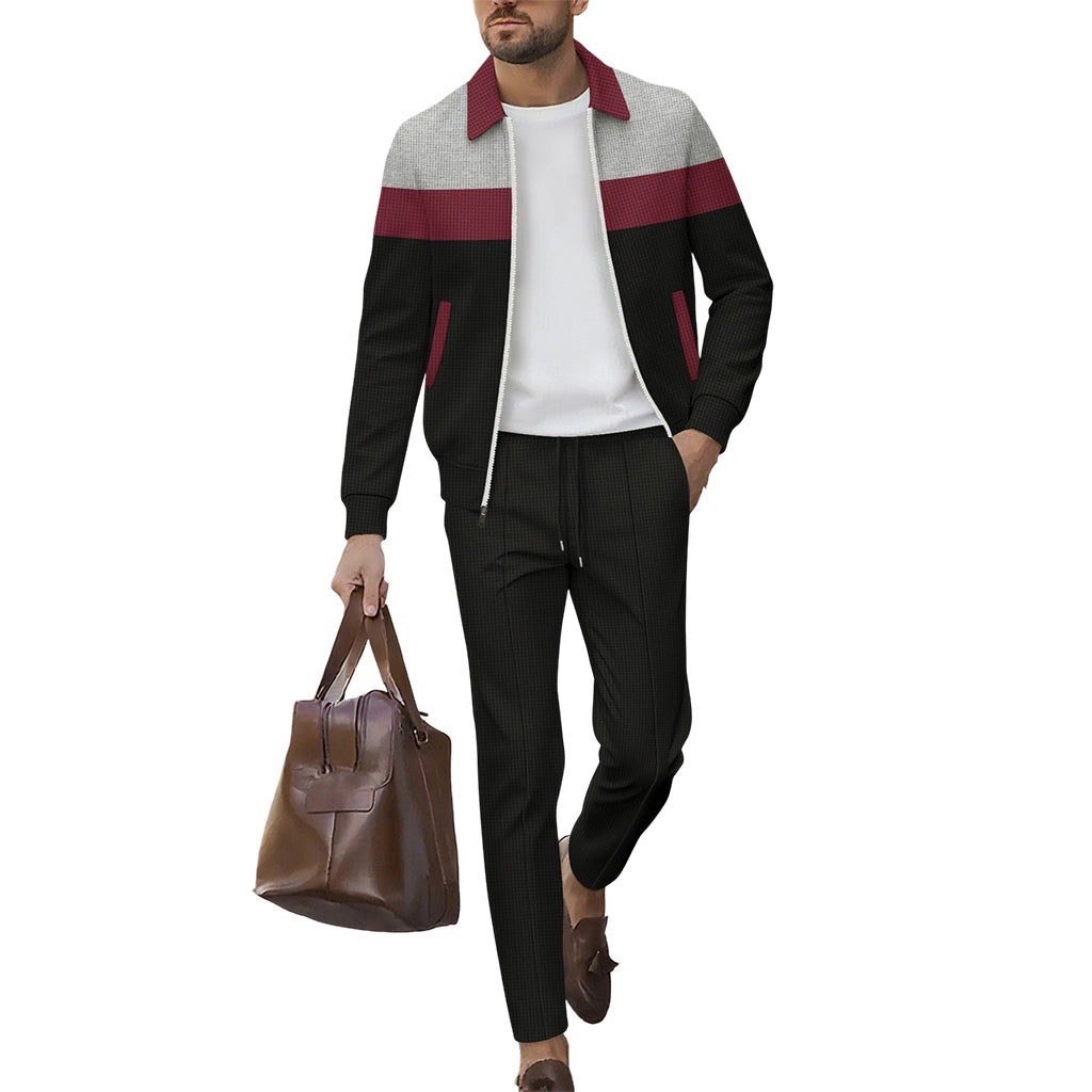 Ensemble veste à fermeture éclair complète et pantalon pour homme