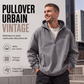 Haut à capuche à demi-zip vintage délavé pour homme