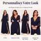 Robe longue élégante pour femme à col V avec empiècements en dentelle
