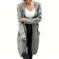 Women's Long Hooded Knit Cardigan with Pockets