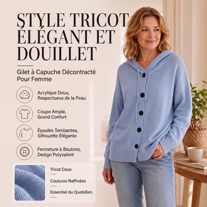 Cardigan en maille à capuche pour femme