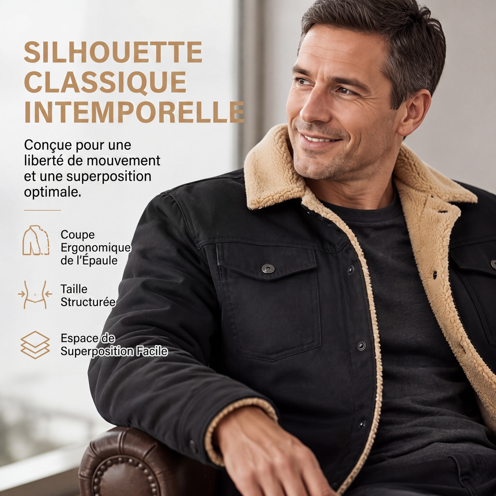 Veste utilitaire cargo décontractée en sherpa pour homme