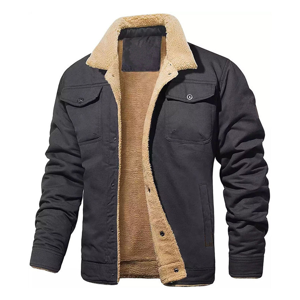 Veste utilitaire cargo décontractée en sherpa pour homme