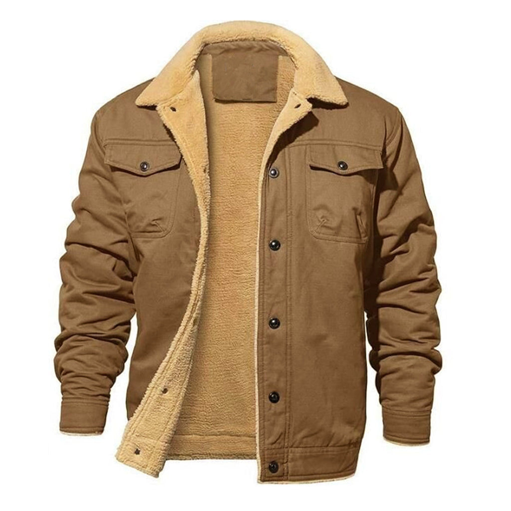 Veste utilitaire cargo décontractée en sherpa pour homme
