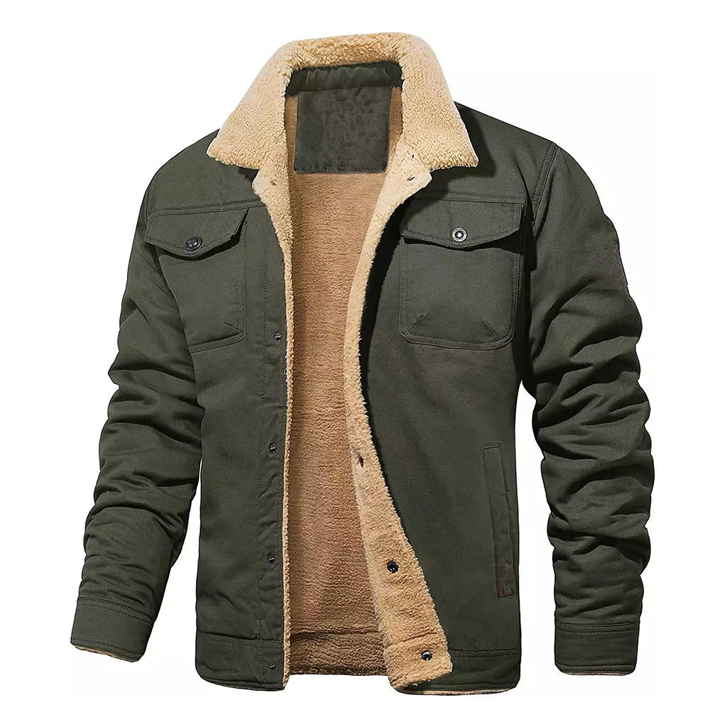 Veste utilitaire cargo décontractée en sherpa pour homme