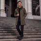 Veste coupe-vent à capuche mi-longue pour homme