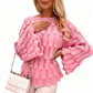 Pull en maille décontracté ajouré pour femme