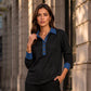 Haut en maille pour femme avec col en jean contrasté