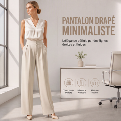 Pantalon de costume taille haute pour femme avec dos élastique