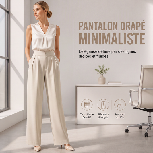 Pantalon de costume taille haute pour femme avec dos élastique