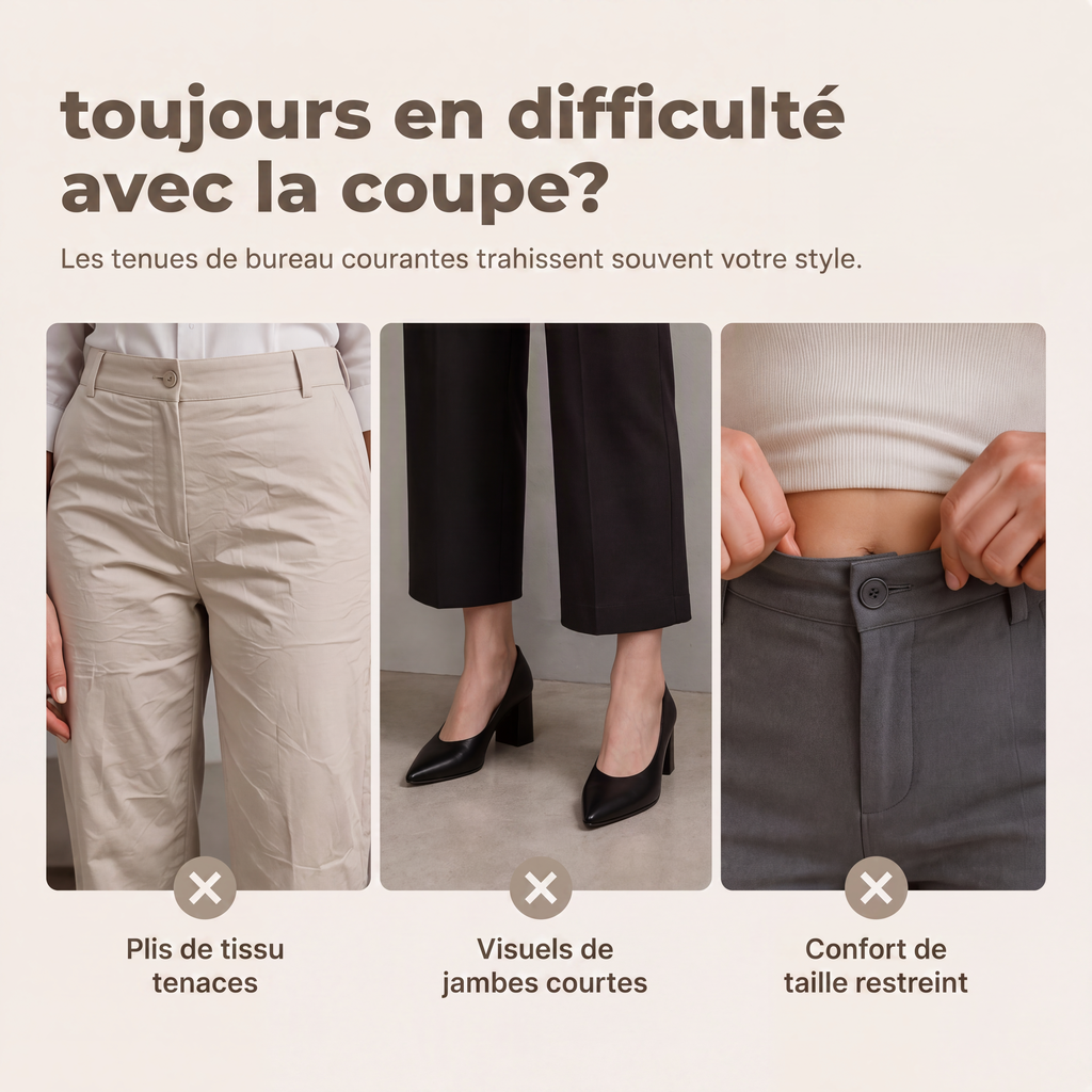 Pantalon de costume taille haute pour femme avec dos élastique