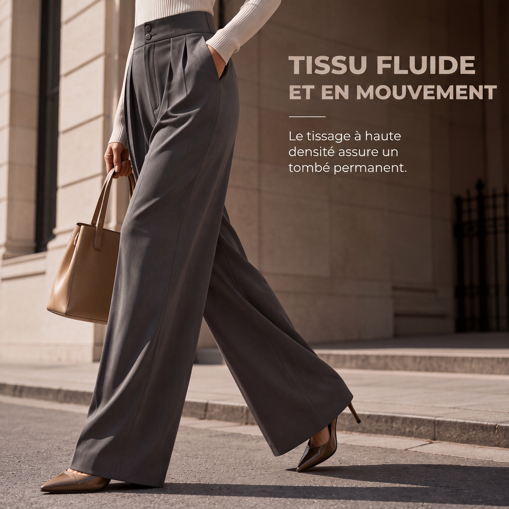 Pantalon de costume taille haute pour femme avec dos élastique