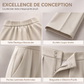 Pantalon de costume taille haute pour femme avec dos élastique
