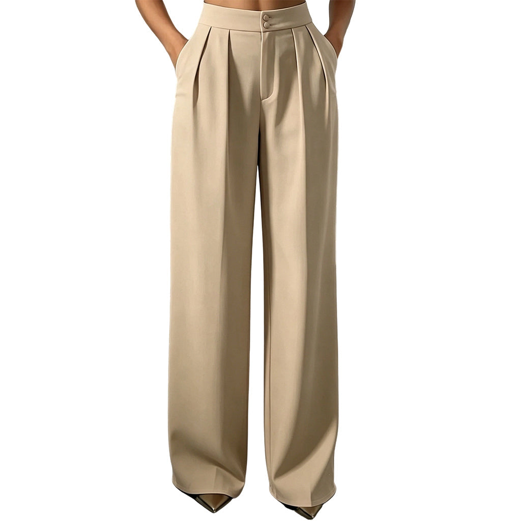 Pantalon de costume taille haute pour femme avec dos élastique