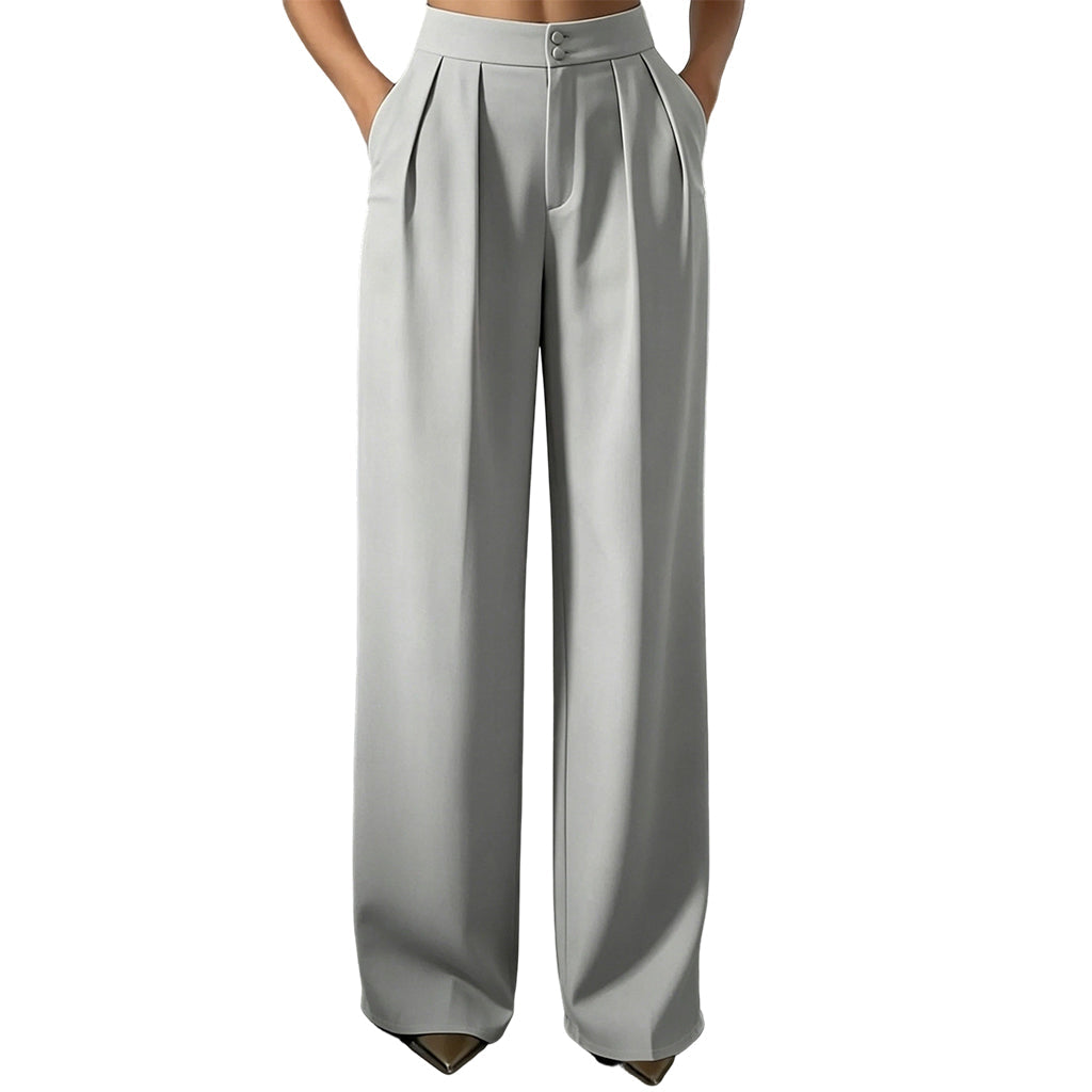 Pantalon de costume taille haute pour femme avec dos élastique