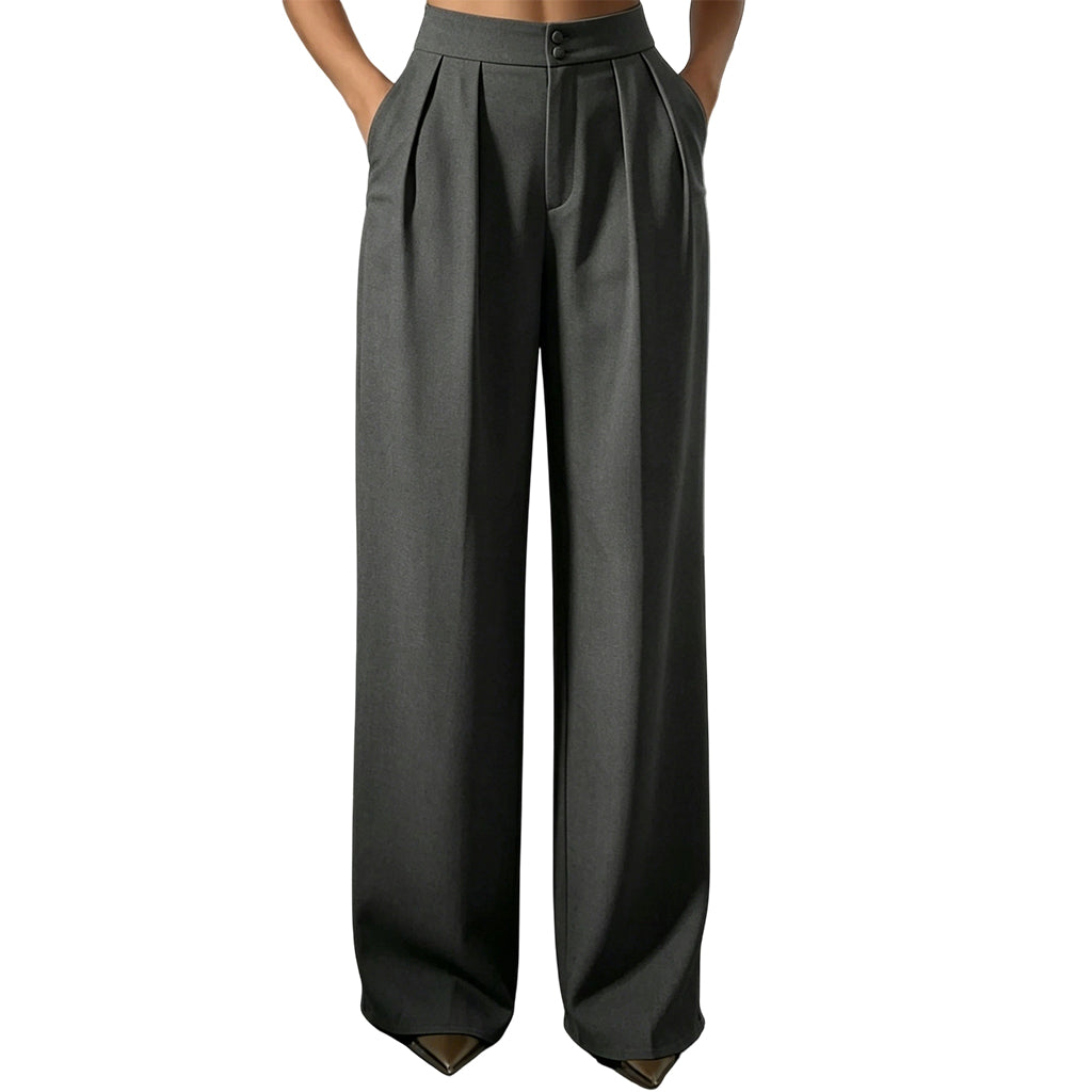 Pantalon de costume taille haute pour femme avec dos élastique