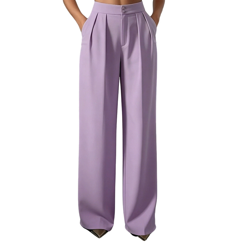 Pantalon de costume taille haute pour femme avec dos élastique