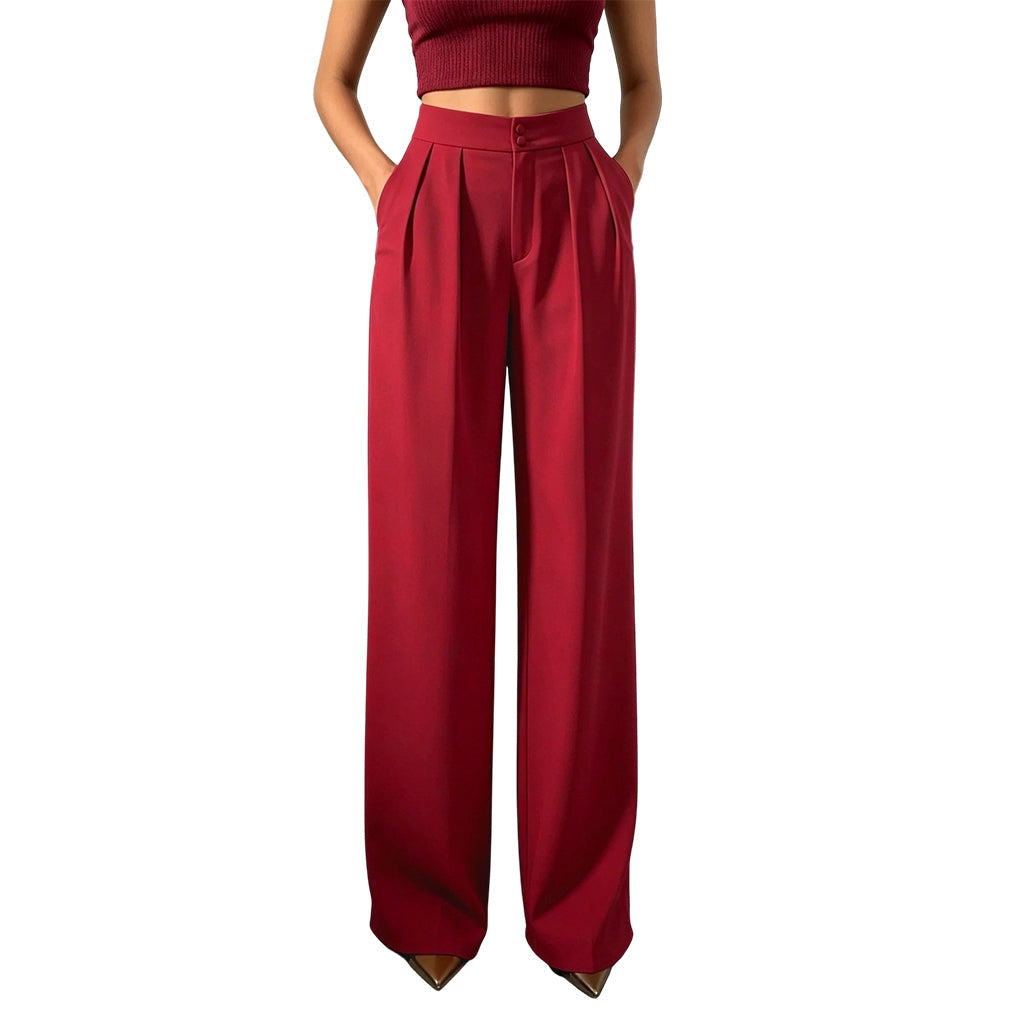 Pantalon de costume taille haute pour femme avec dos élastique