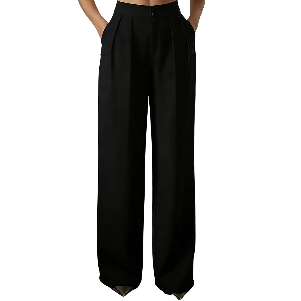 Pantalon de costume taille haute pour femme avec dos élastique
