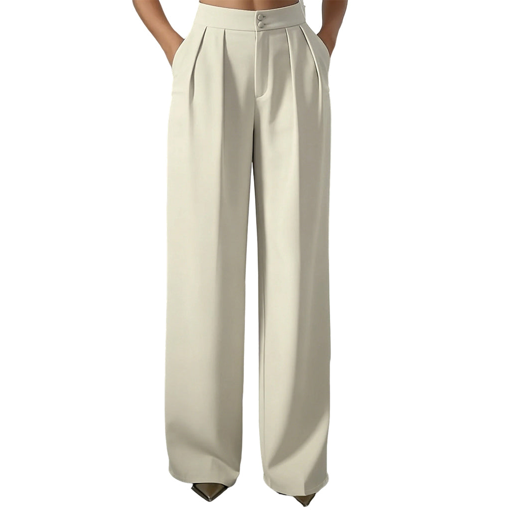 Pantalon de costume taille haute pour femme avec dos élastique