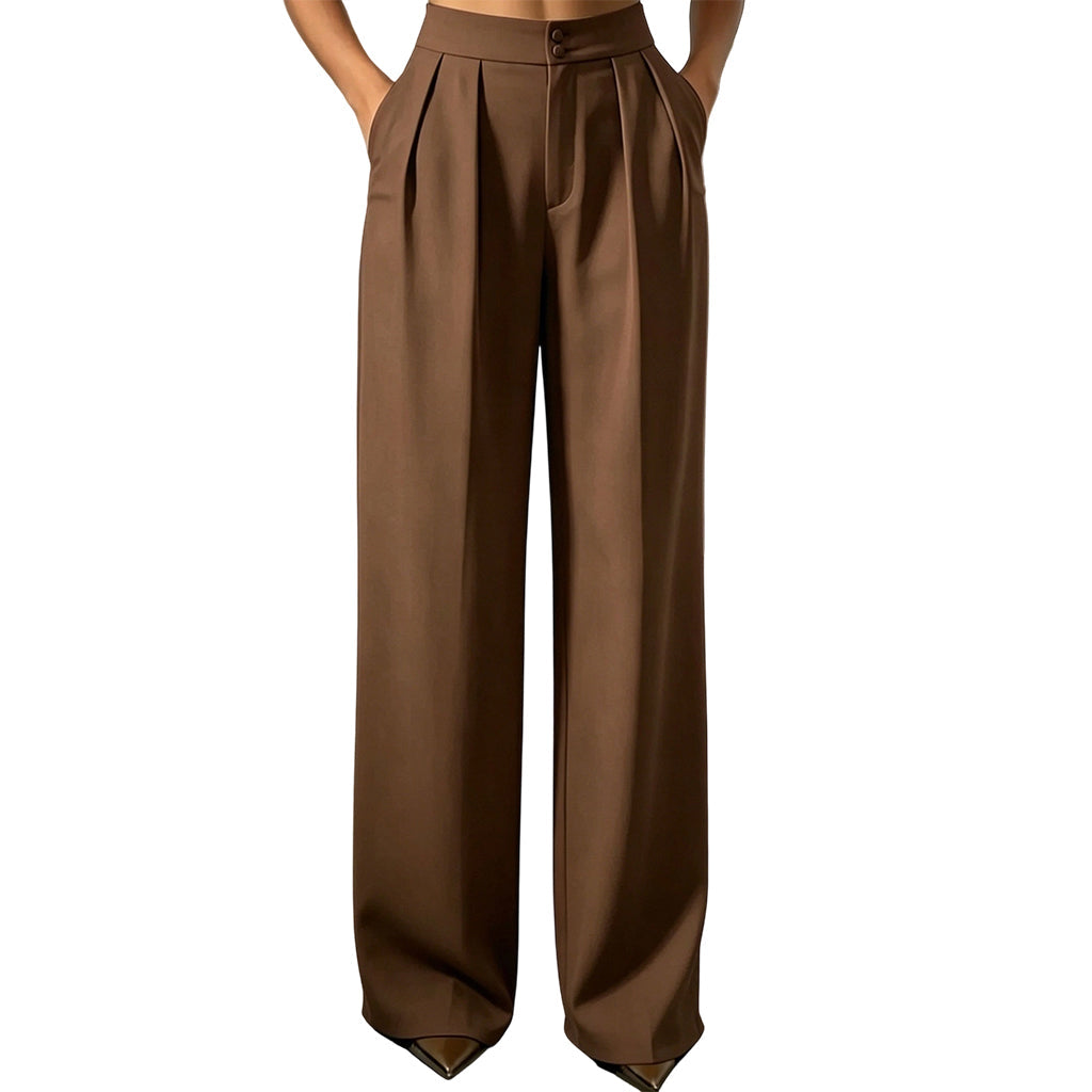 Pantalon de costume taille haute pour femme avec dos élastique